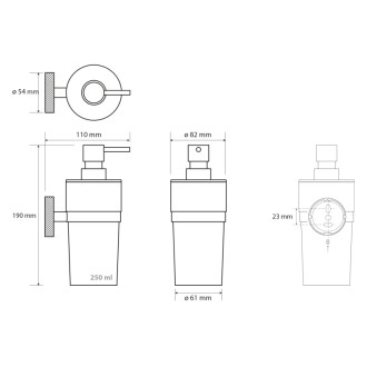 LARISSA dávkovač mydla 250ml, mliečne sklo, čierna / zlato mat WS019BG 59054