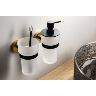 LARISSA dávkovač mydla 250ml, mliečne sklo, čierna / zlato mat WS019BG 59054