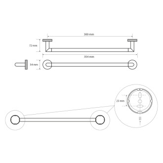 LARISSA držiak uterákov 300mm, čierna / zlato mat WS009BG 59056