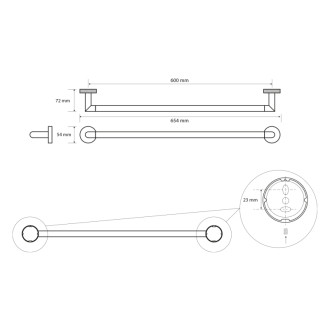 LARISSA držiak uterákov 600mm, čierna/meď mat WS010BC 59059