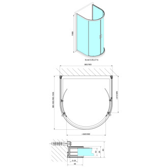 EASY polkruhová sprchová zástena 900x900mm, číre sklo 59167