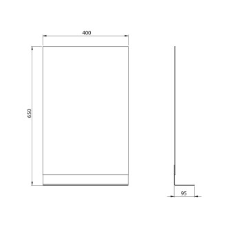 Zrkadlo s policou 40x65cm, CU free, čierna mat 59691