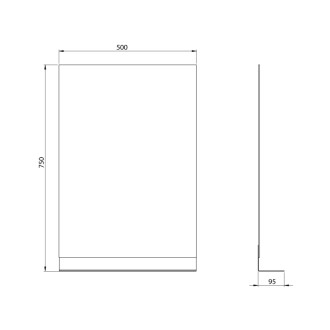 Zrkadlo s policou 50x75cm, CU free, čierna mat 60704