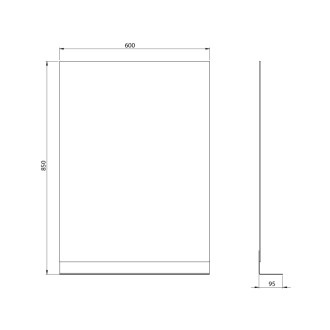 Zrkadlo s policou 60x85cm, CU free, čierna mat 60705