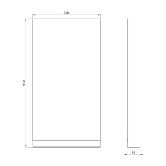 Zrkadlo s policou 50x95cm, CU free, čierna mat 60706