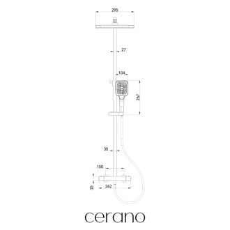 CERANO - Sprchový nástenný stĺp Octavia - termostatická sprchová batéria - čierna matná