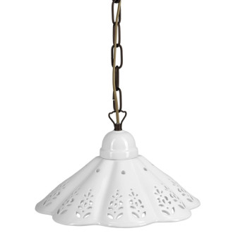 LAMPEDUSA svietidlo E27, 60W, 230V, IP21, keramické tienidlo 30cm, mosadzná reťaz 61037