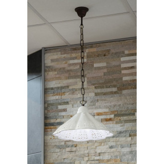 LAMPEDUSA svietidlo E27, 60W, 230V, IP21, keramické tienidlo 30cm, mosadzná reťaz 61037