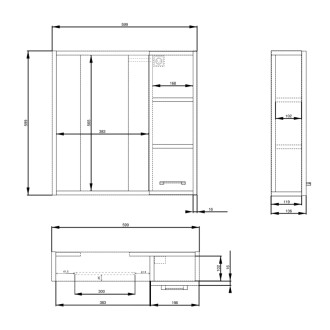 ZOJA/KERAMIA FRESH STRIP galerka s LED osvetlením, 60x60x14cm, pravá, dub platín 61033