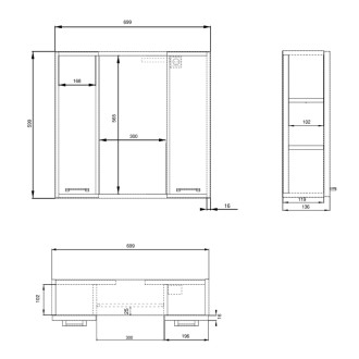 ZOJA/KERAMIA FRESH STRIP galerka s LED osvetlením, 70x60x14cm, dub platín 61034