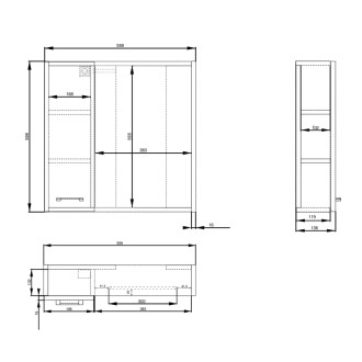 ZOJA/KERAMIA FRESH STRIP galerka s LED osvetlením, 60x60x14cm, ľavá, dub platin 61035