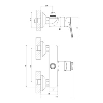 SINTRA nástenná batéria, flexibilné ramienko, čierna/chróm 60873