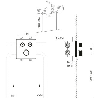 SMARTSELECT podomietková sprchová termosť batéria, box, čierna mat UBC-RP042B 53061