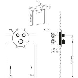 SMARTSELECT podomietková sprchová termostbatérie, box, zlato mat UBC-RP032GB 53123