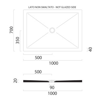 Keramická sprchová vanička, obdĺžnik 100x70x2cm, cenere mat