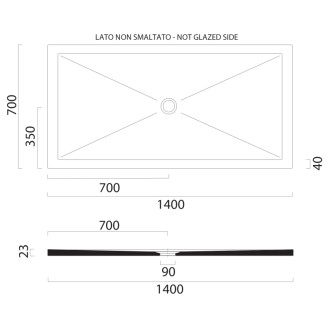 Keramická sprchová vanička, obdĺžnik 140x70x2cm, cenere mat