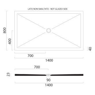 Keramická sprchová vanička, obdĺžnik 140x80x2cm, cenere mat