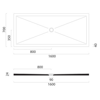Keramická sprchová vanička, obdĺžnik 160x70x2cm, cenere mat
