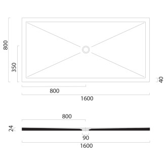 Keramická sprchová vanička, obdĺžnik 160x80x2cm, cenere mat