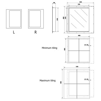 ZARZ revízne dvierka pod obklady 40x60cm, otváranie click-clack, podperné kolieska