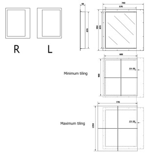 ZARZ revízne dvierka pod obklady 60x90cm, otváranie click-clack, podperné kolieska
