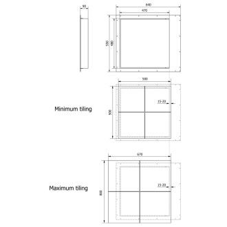 ZARZ revízne dvierka pod obklady 50x50cm, otváranie click-clack, podperné kolieska