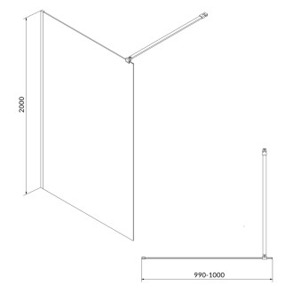 Cersanit Mille spŕch. kút Walk-In chróm 100x200 číre sklo S161-001