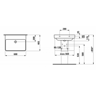 LAUFEN PRO S umývadlo 60x46,5 H8109634001091 bez otvoru