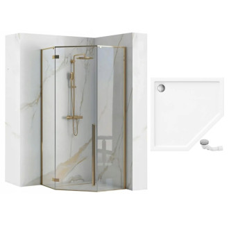 REA Sprchovací kút DIAMOND 90x90 - zlatá KPL-04904