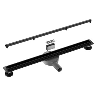 CERANO - Sprchový odtokový žľab Slim, so sifónom, otočný 360 ° - čierna matná - 84 cm