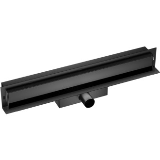 CERANO - Sprchový odtokový žľab k stene, so sifónom - čierna matná - 64 cm