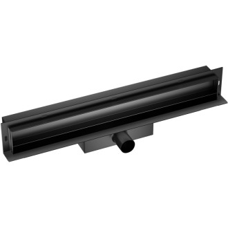 CERANO - Sprchový odtokový žľab k stene, so sifónom - čierna matná - 94 cm