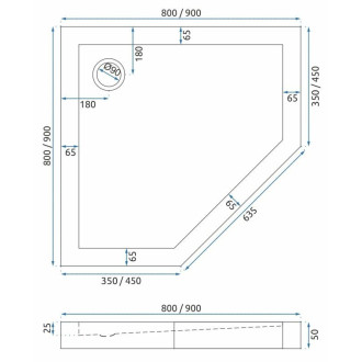 REA Sprchovací kút DIAMOND 90x90 BRUSH GOLD KPL-K6506