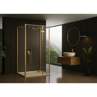 REA Sprchovací kút Atlas 90x80 Brush Gold KPL-K4771