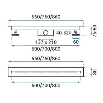 REA Odtokový žľab FILO Nickel Brush 60 KPL-G6800
