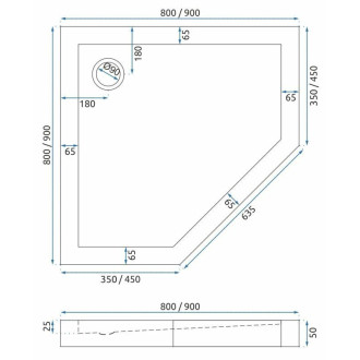REA Sprchovací kút DIAMOND 90x90 COPPER BRUSH KPL-K6966