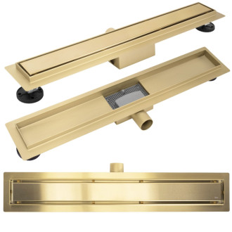 Odtokový žľab Rea Neox brush gold 80