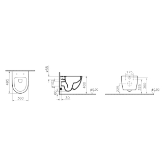 VITRA SENTO závesný klozet compact 49,5 cm 7747-003-0075