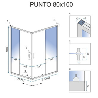 REA Sprchovací kút PUNTO - čierny 80x100 KPL-K1017 KPL-K1017