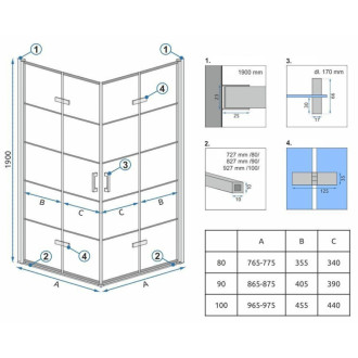 REA Sprchová kabína Molier Black Double 80x90 KPL-K1011